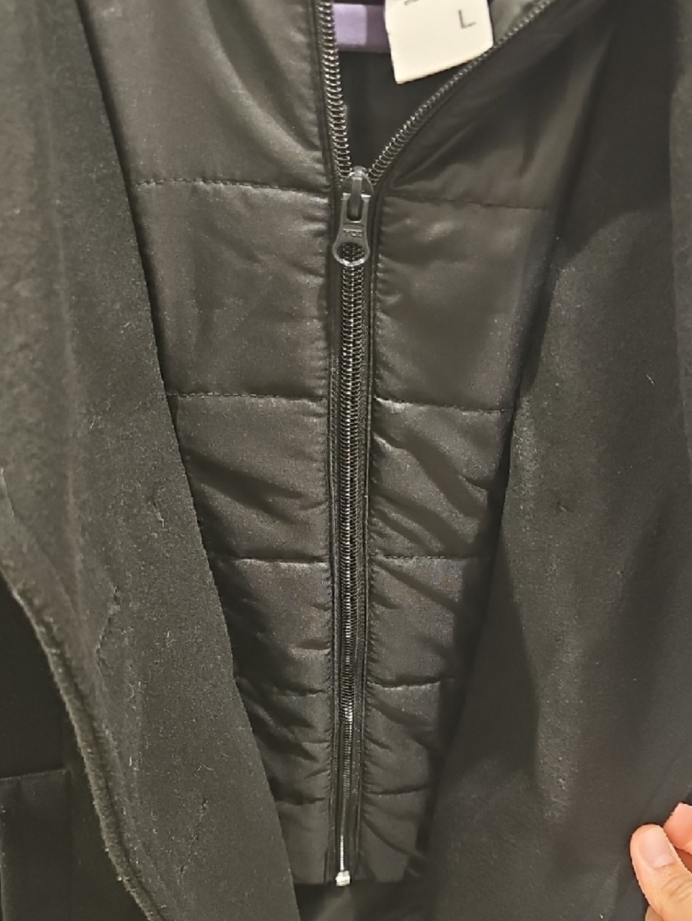 Black Double-Breasted Peacoat with Hood - Picture 5 of 6